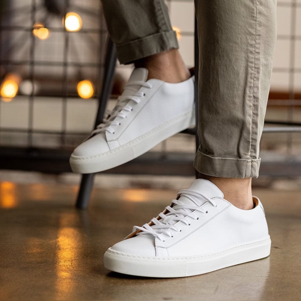 Ace Marks White Leather Men's Sneakers